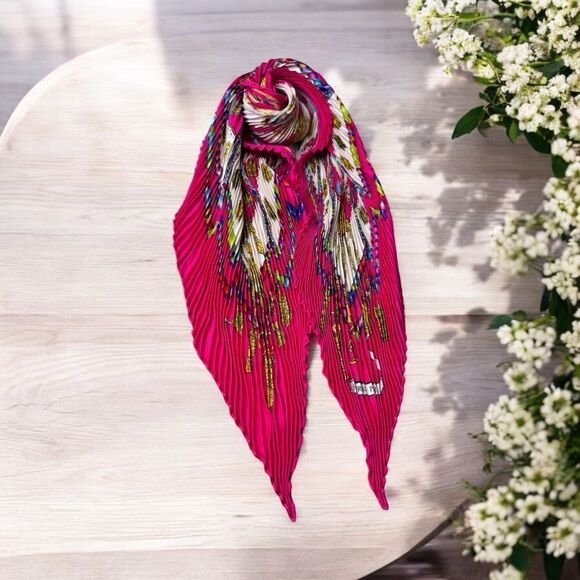 Hermes Pleated Silk Scarf - Picture 1 of 4